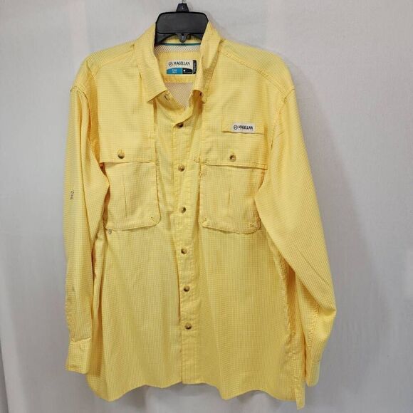 Magellan Size M Fish Gear Long-Sleeve Yellow Button-up Mag-wick Shirt O20 - Picture 1 of 7